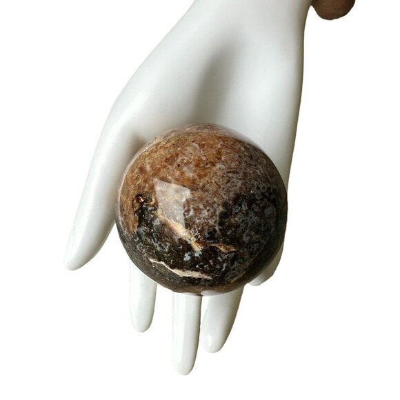 Sphere Agatized Petrified Dinosaur Bone Lapidary Polished 212 grams 2.25" D - Picture 9 of 9